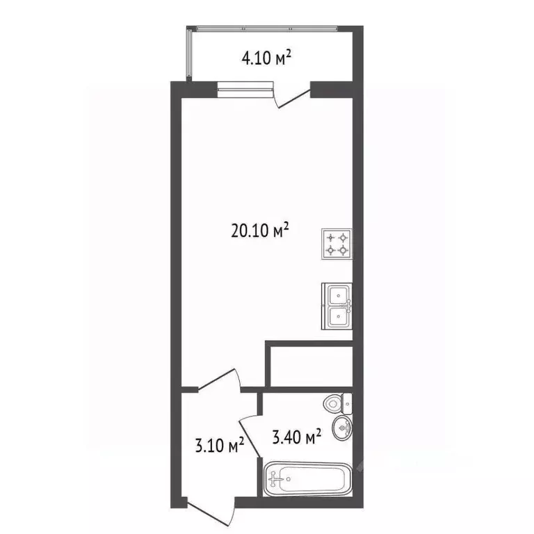 Студия Ленинградская область, Мурино Всеволожский район, просп. ... - Фото 2