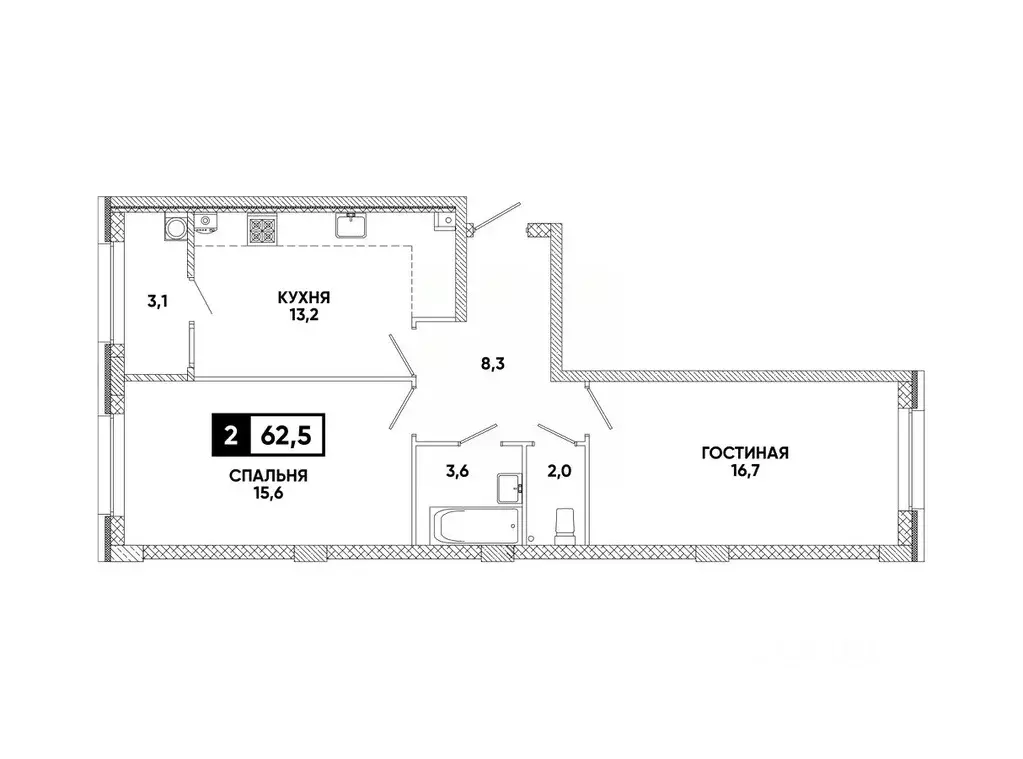 2-к кв. Ставропольский край, Ставрополь ул. Андрея Голуба, 12к8 (62.5 ... - Фото 0