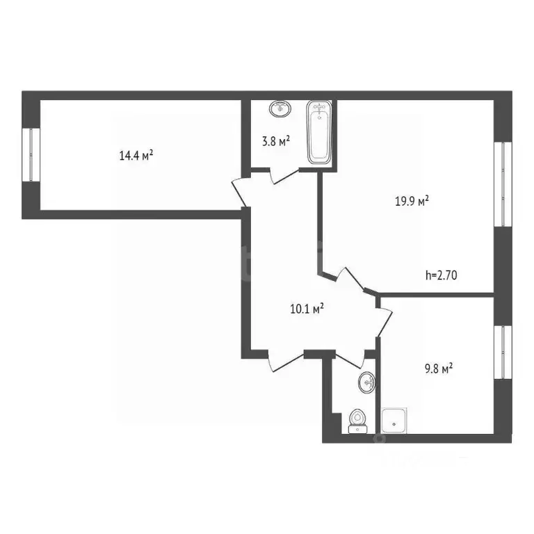 2-к кв. Красноярский край, Красноярск ул. Молокова, 8 (60.1 м) - Фото 2