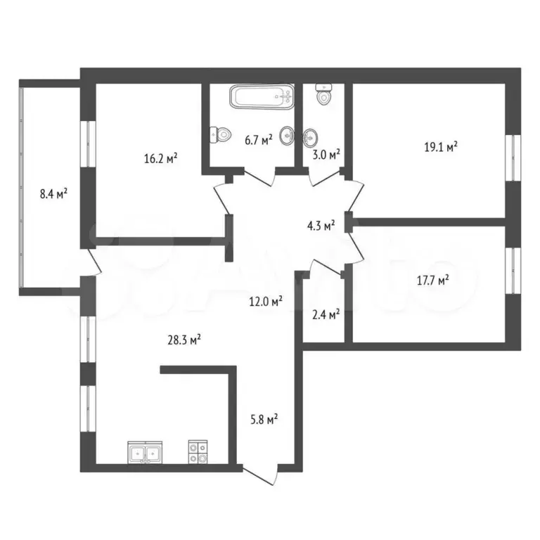 4-к. квартира, 120 м, 5/9 эт. - Фото 0