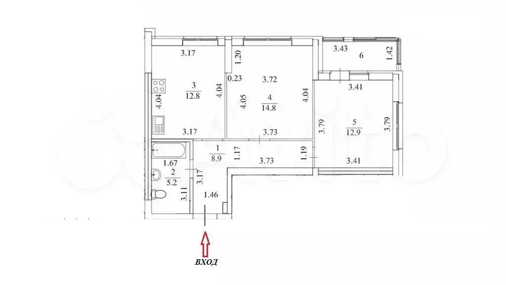 2-к. квартира, 57 м, 2/26 эт. - Фото 0
