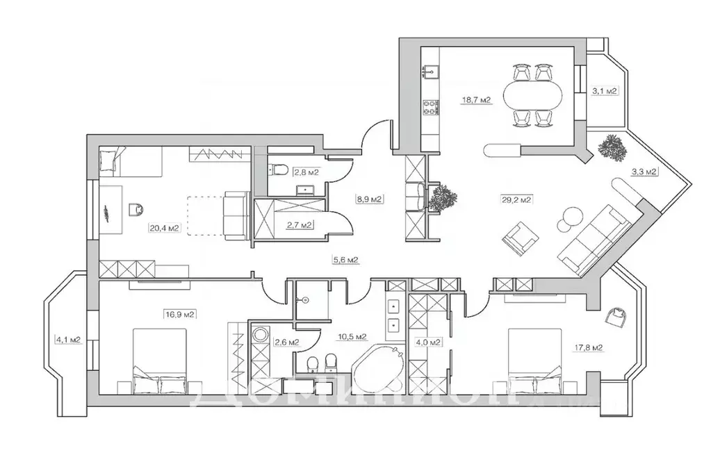 4-к кв. Москва Ломоносовский просп., 25к3 (154.0 м) - Фото 2