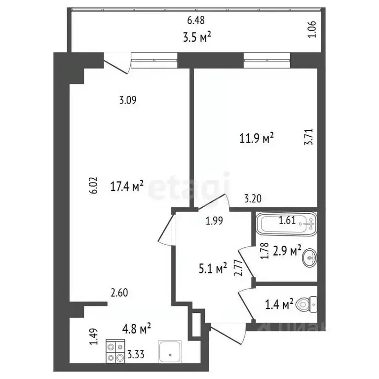 2-к кв. Саха (Якутия), Якутск ул. Дзержинского, 49 (43.5 м) - Фото 1