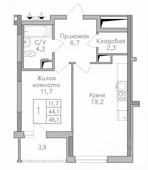 1-к кв. Воронежская область, Воронеж Поколение жилой комплекс (46.0 м) - Фото 0