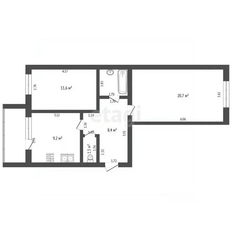 2-к кв. Мордовия, Рузаевка ул. Юрасова, 11В (54.3 м) - Фото 2