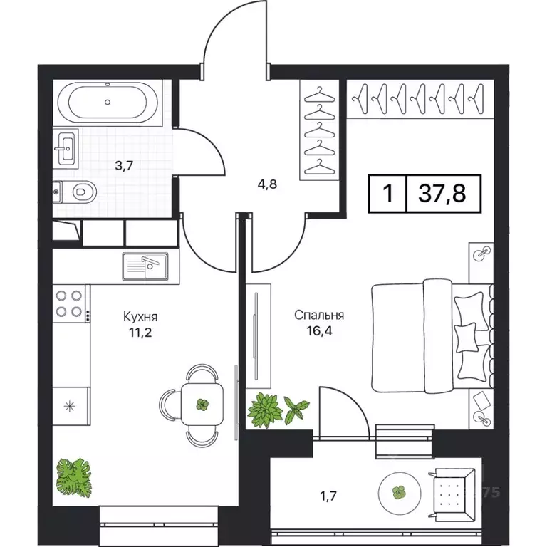 1-к кв. Московская область, Пушкино Пушкино Град жилой комплекс, к2 ... - Фото 1