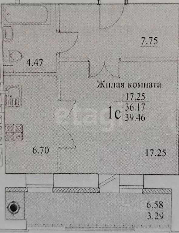 1-к кв. Татарстан, Казань ул. Аметьевская магистраль, 10 (36.7 м) - Фото 2