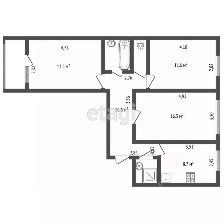 3-к кв. Удмуртия, Ижевск Пушкинская ул., 283 (66.0 м) - Фото 1