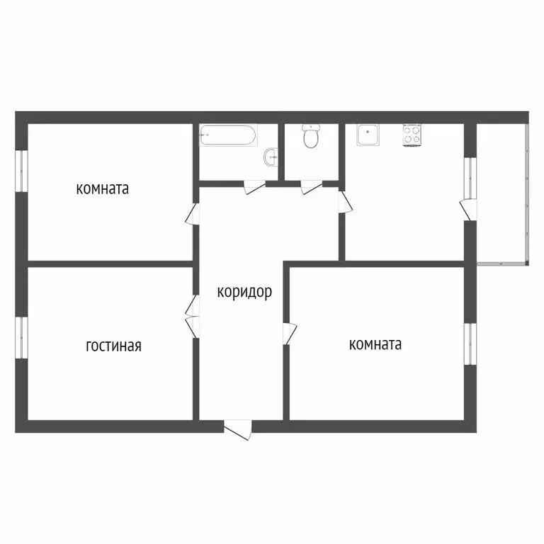 3-комнатная квартира: Ишим, Деповская улица, 208Б (58.2 м) - Фото 1