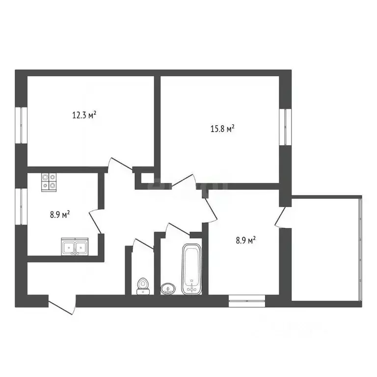 3-к кв. Вологодская область, пос. Сосновка ул. Луговая, 5 (60.8 м) - Фото 1