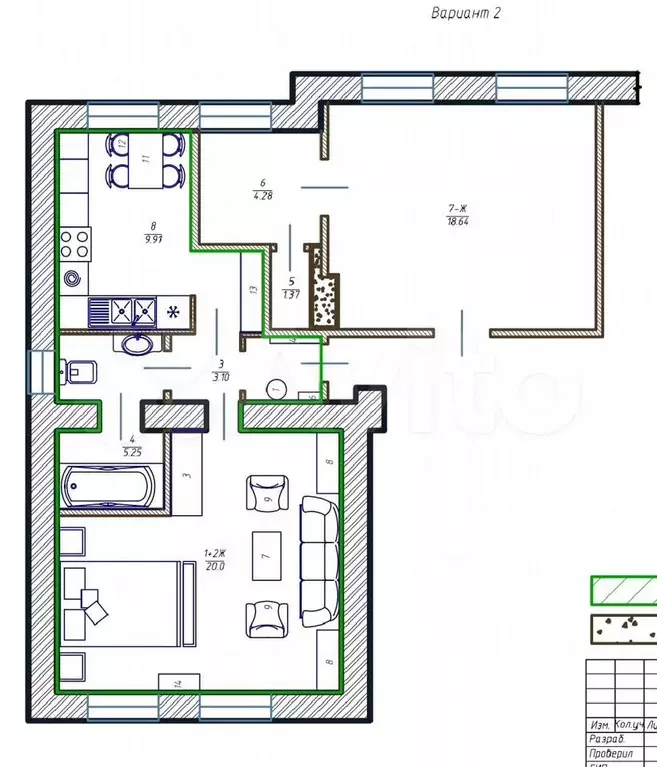 1-к. квартира, 22,4 м, 1/3 эт. - Фото 1
