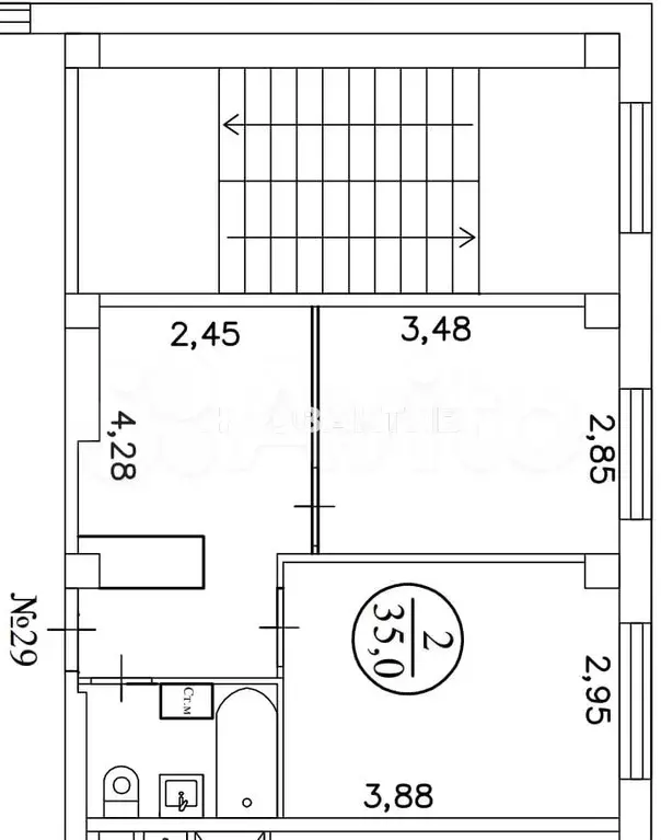 1-к. квартира, 35 м, 2/4 эт. - Фото 0