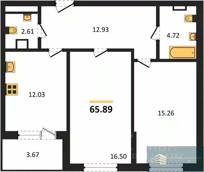 2-к кв. Воронежская область, Воронеж ул. Ломоносова, 116/2 (65.9 м) - Фото 0