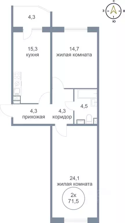 2-к кв. Ханты-Мансийский АО, Сургут тракт Югорский, 54/2 (71.5 м) - Фото 0