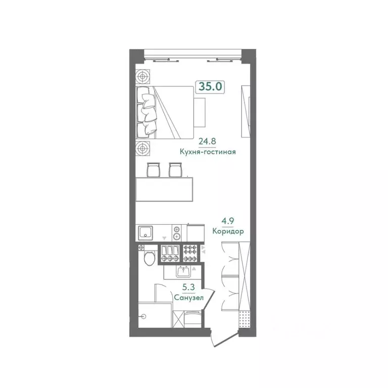 Студия Крым, Саки  (35.0 м) - Фото 1