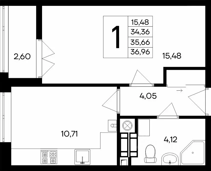 1-к кв. Крым, Евпатория Сезоны жилой комплекс (36.96 м) - Фото 1