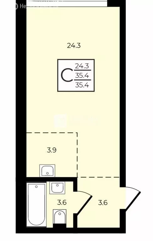 Квартира-студия: Москва, Новоостаповская улица, 20 (35.4 м) - Фото 1