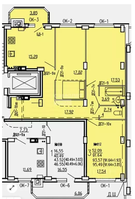 3-к кв. Курская область, Курск ул. 2-я Агрегатная, 57 (95.49 м) - Фото 1