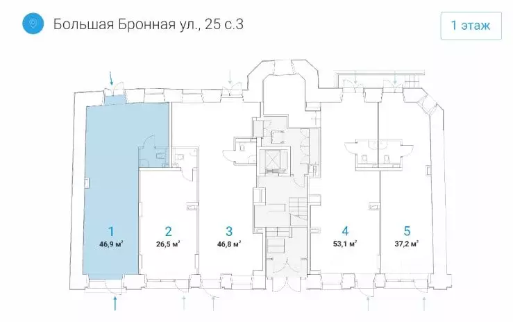 Торговая площадь в Москва Большая Бронная ул., 25С3 (47 м) - Фото 1