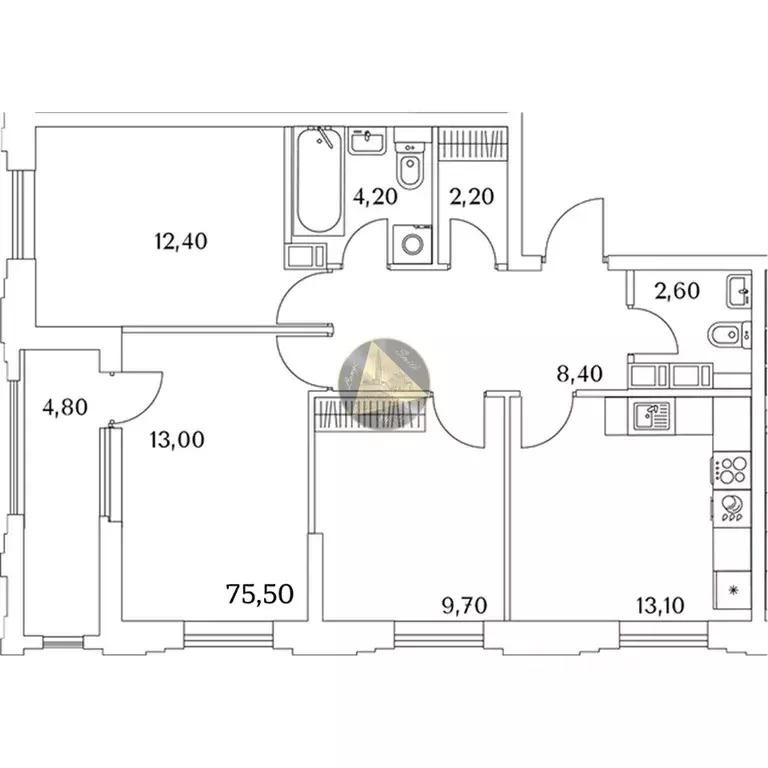 3-к кв. Санкт-Петербург Планерная ул., 99 (75.5 м) - Фото 2