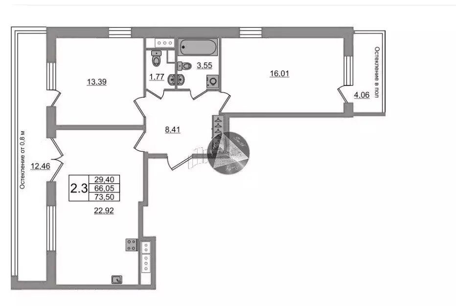 2-комнатная квартира: Санкт-Петербург, Кубинская улица, 76к1 (66.05 м) - Фото 1