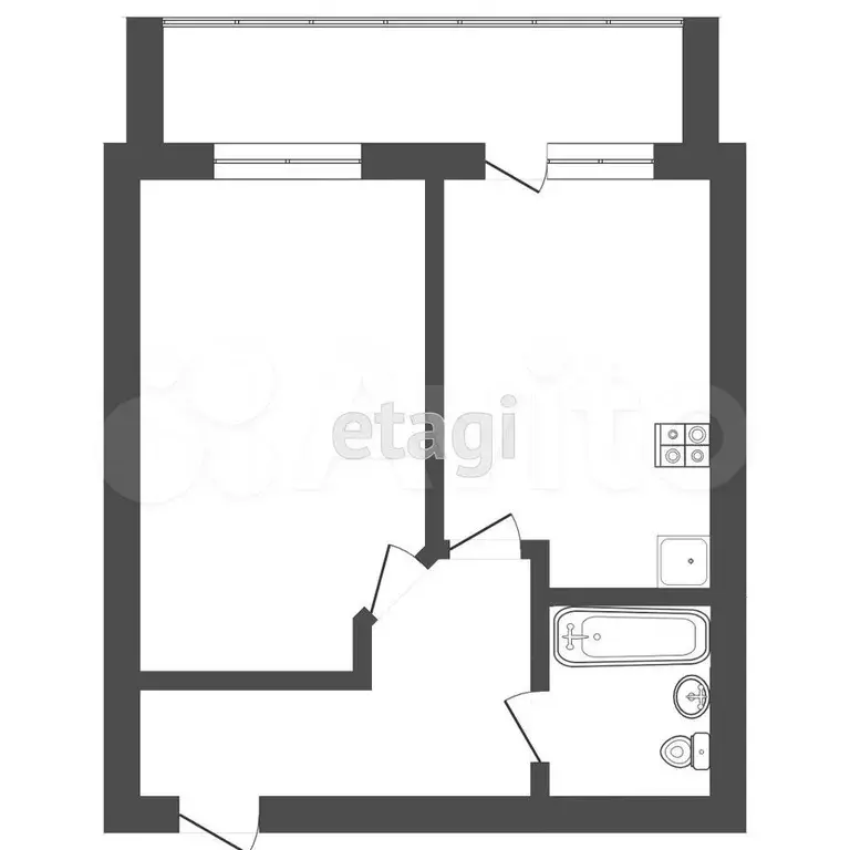 1-к. квартира, 42 м, 2/9 эт. - Фото 0