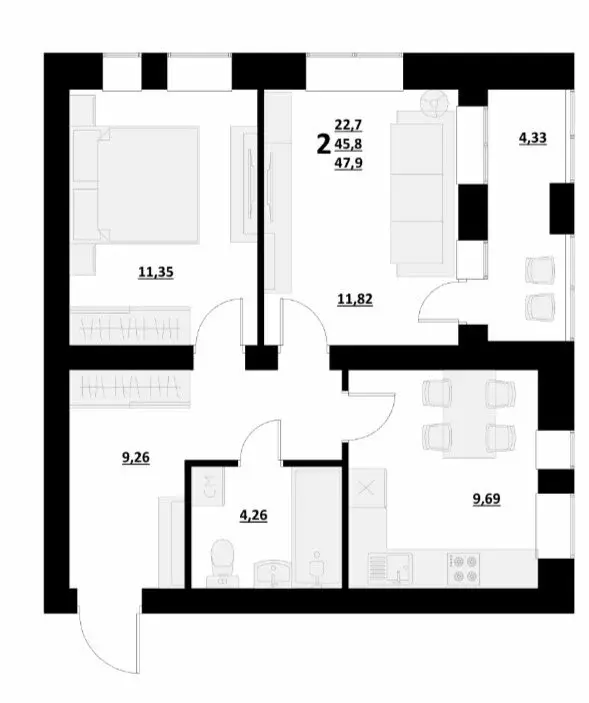 2-комнатная квартира: Стрелецкое, Сказочная улица, 35 (37.8 м) - Фото 0