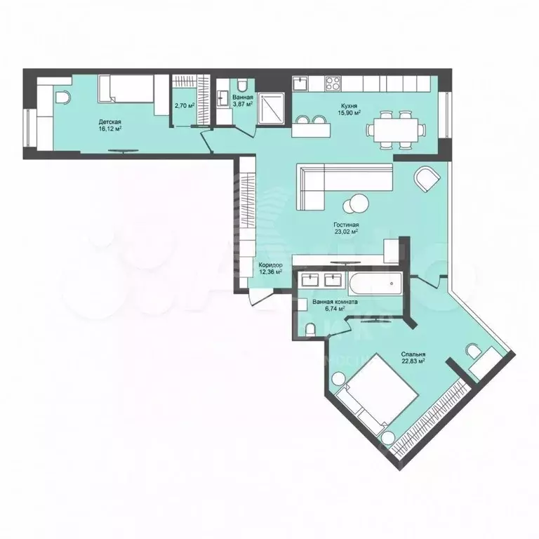 4-к. квартира, 100 м, 12/24 эт. - Фото 0