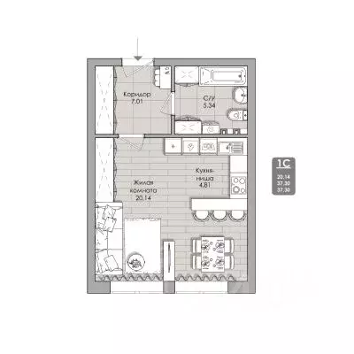 1-к кв. Новосибирская область, Новосибирск Автогенная ул., 75 (37.3 м) - Фото 0