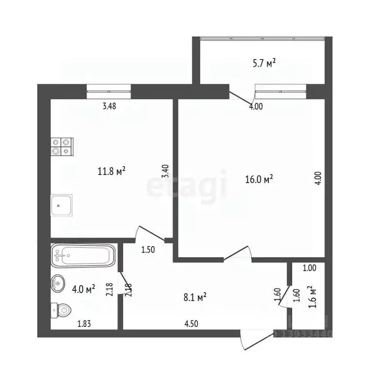 1-к кв. Тюменская область, с. Нижняя Тавда ул. Калинина, 20 (41.5 м) - Фото 1