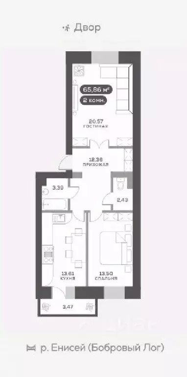 2-к кв. Красноярский край, Красноярск ул. Академгородок, 78 (65.6 м) - Фото 0