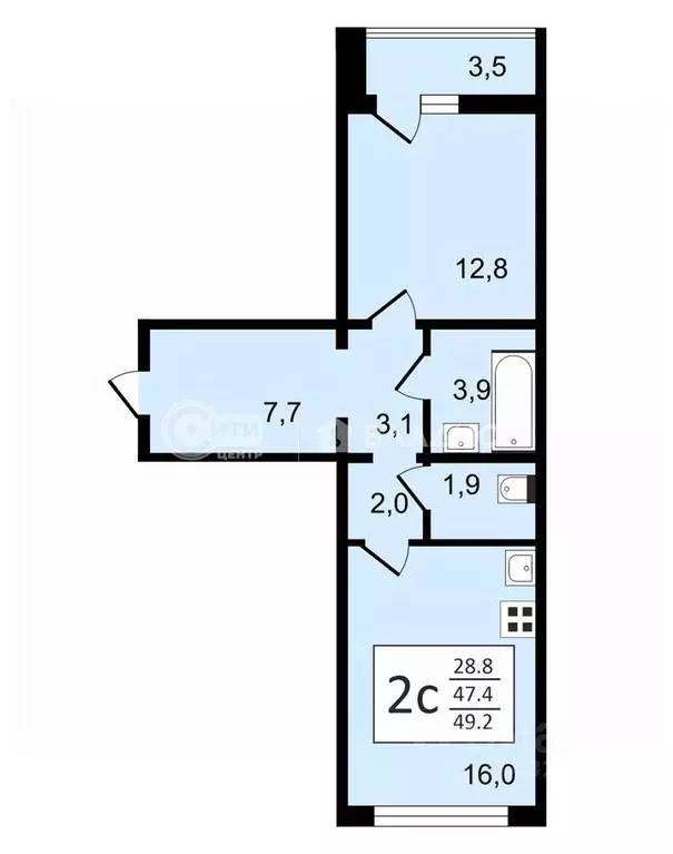 2-к кв. Воронежская область, Воронеж ул. Пескова, 8 (49.2 м) - Фото 0