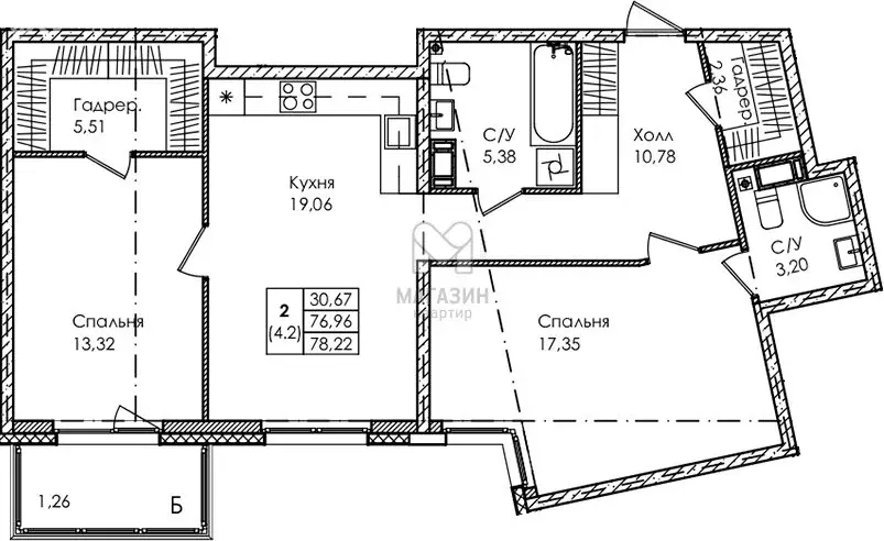 3-комнатная квартира: Сестрорецк, Авиационная улица, 1 (78.22 м) - Фото 1
