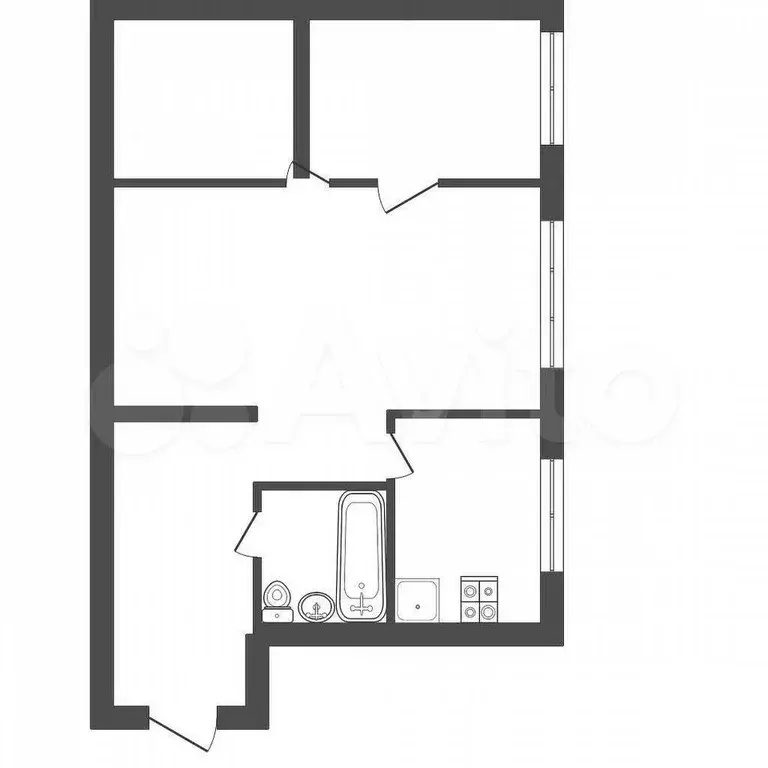 2-к. квартира, 45 м, 1/5 эт. - Фото 0