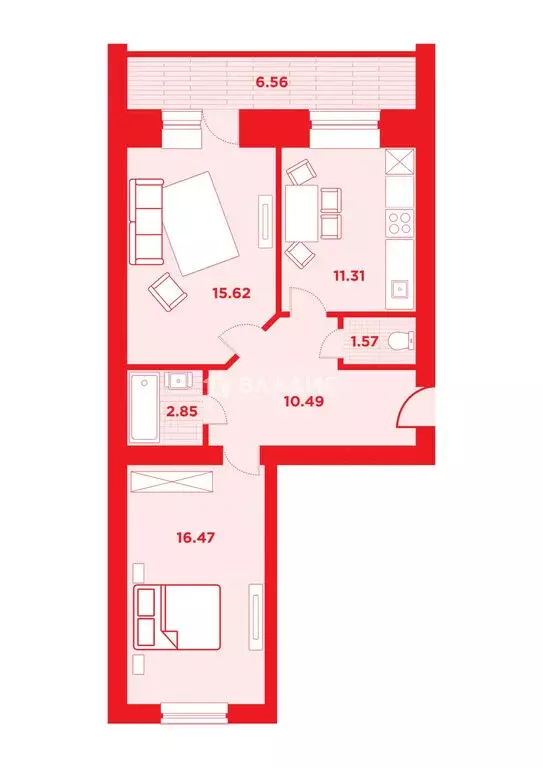 2-комнатная квартира: Благовещенск, Заводская улица, 4/6 (61.59 м) - Фото 1