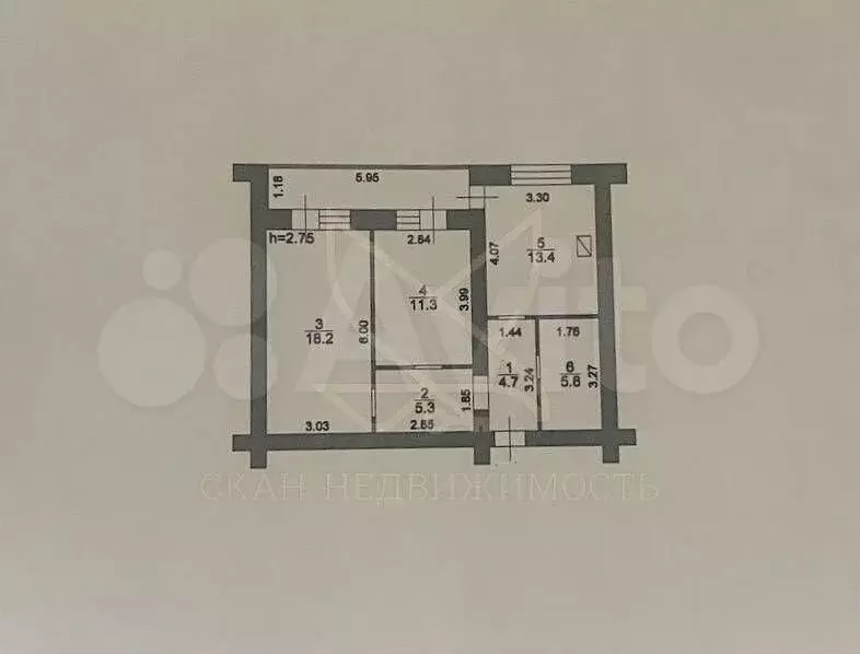 2-к. квартира, 69 м, 6/6 эт. - Фото 0