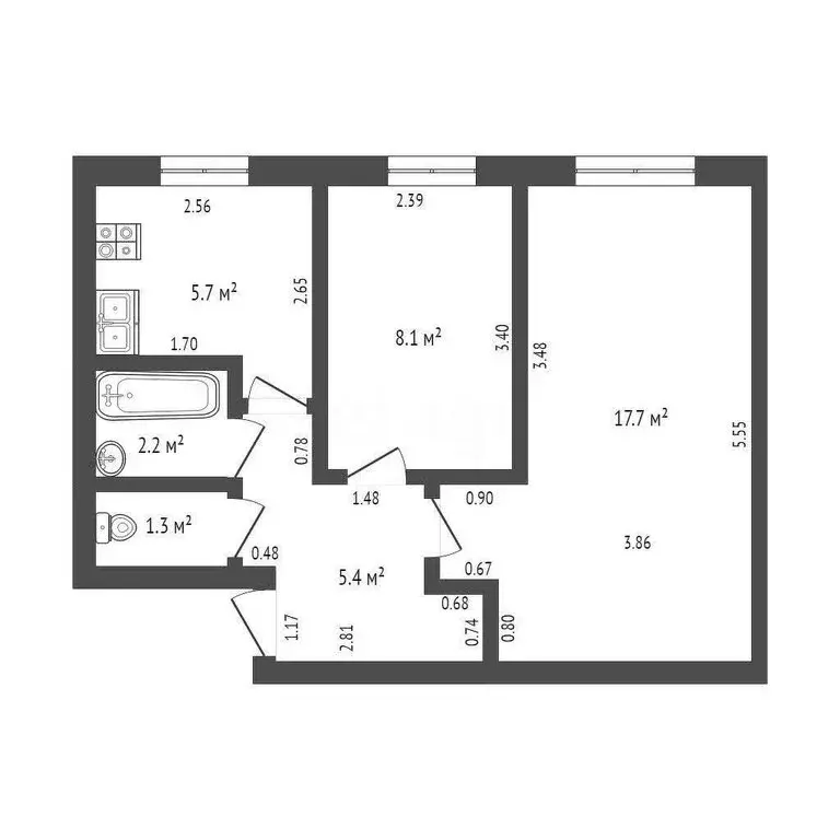 2-комнатная квартира: Стерлитамак, улица Блюхера, 19 (40.6 м) - Фото 1