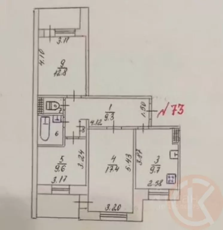 3-к кв. Крым, Симферополь ул. Лермонтова, 22 (62.0 м) - Фото 2