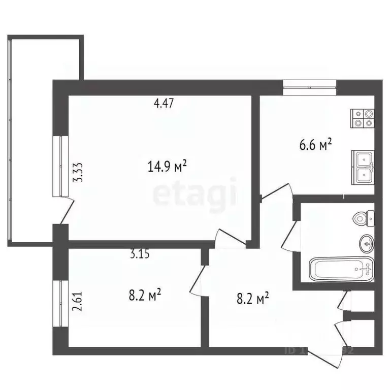 2-к кв. Вологодская область, Вологда ул. Карла Маркса, 91 (44.0 м) - Фото 1