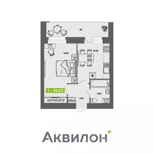 1-к кв. Архангельская область, Архангельск Аквилон Роса жилой комплекс ... - Фото 0