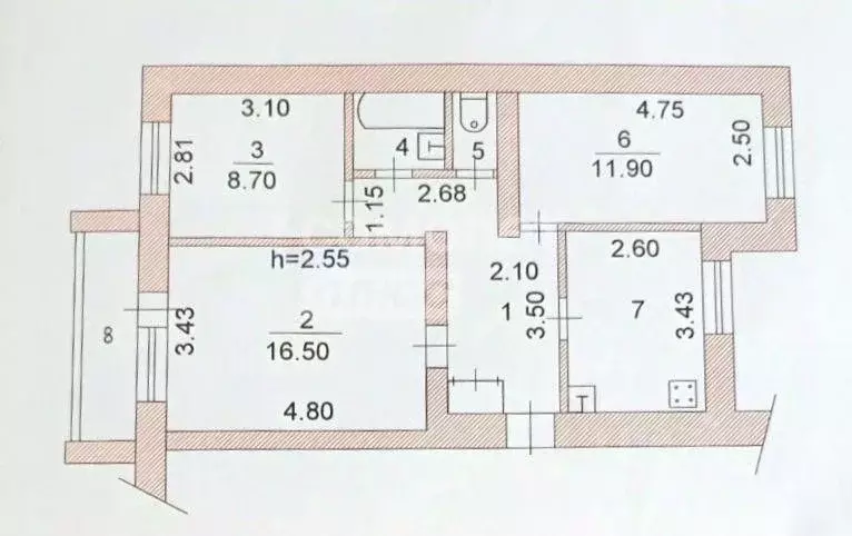 3-к кв. Чувашия, Чебоксары ул. Рихарда Зорге, 12 (59.9 м) - Фото 1