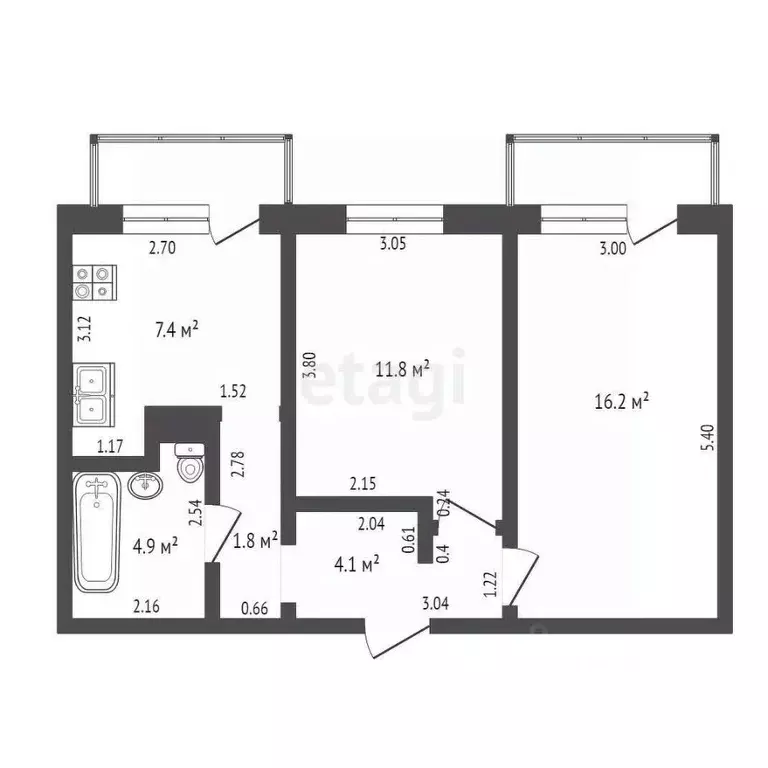 2-к кв. Ростовская область, Батайск Авиагородок мкр, 32 (48.1 м) - Фото 1