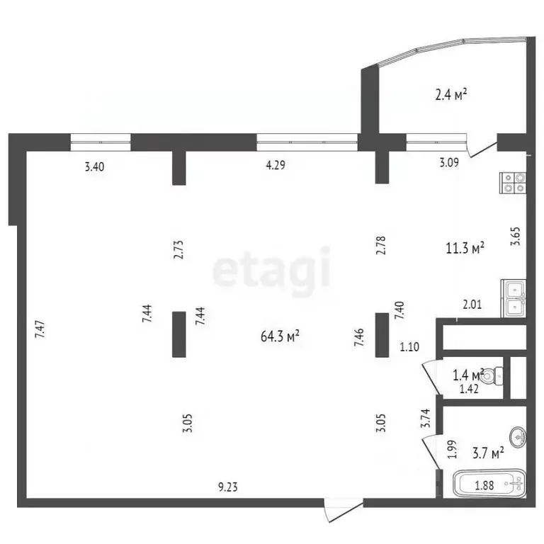 2-к кв. Мордовия, Саранск ул. Богдана Хмельницкого, 75 (80.7 м) - Фото 1