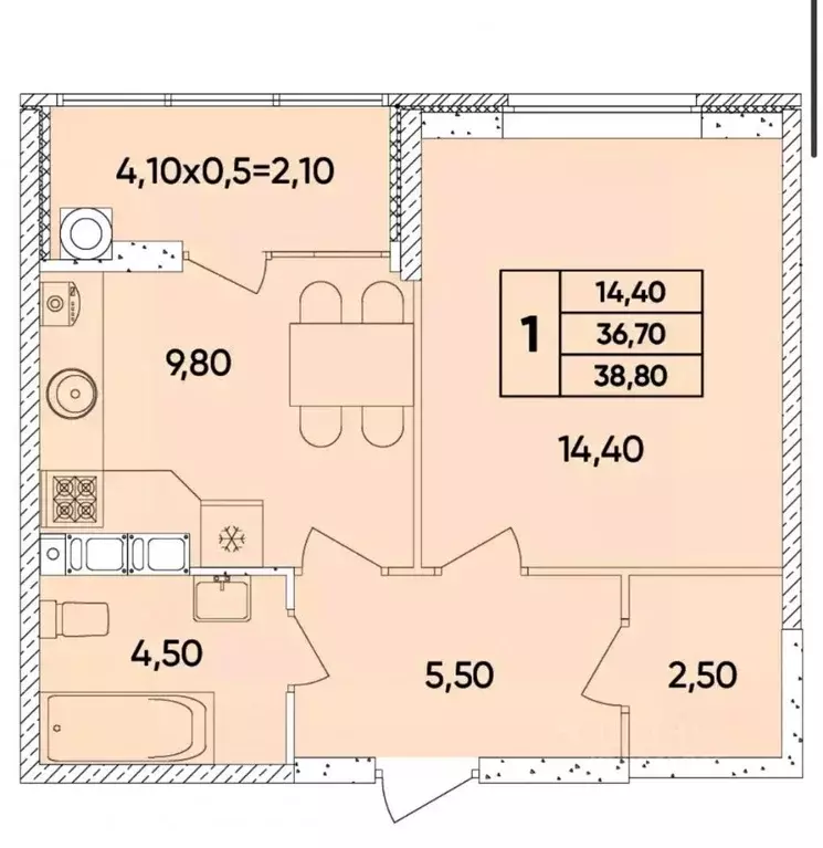 1-к кв. Ростовская область, Ростов-на-Дону просп. 40-летия Победы ... - Фото 2