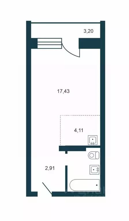 1-к кв. Новосибирская область, Новосибирск ул. Виктора Уса, 4 (28.1 м) - Фото 2
