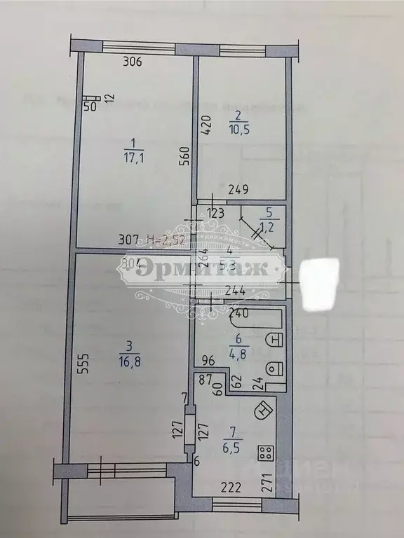 3-к кв. Курганская область, Курган Сибирская ул., 19 (62.9 м) - Фото 2