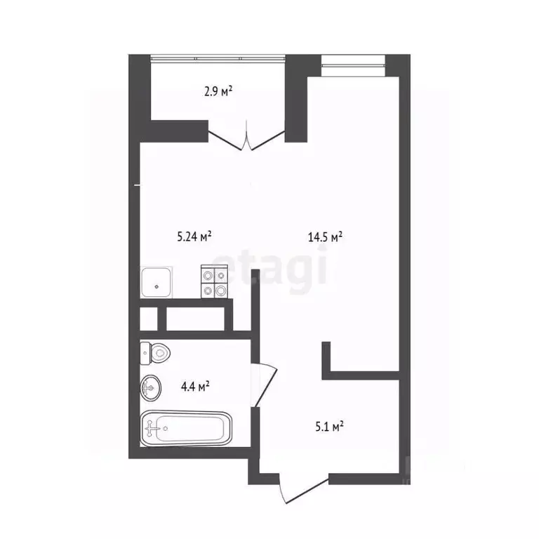 1-к кв. Тюменская область, Тюмень Холодильная ул., 31к1 (29.1 м) - Фото 2