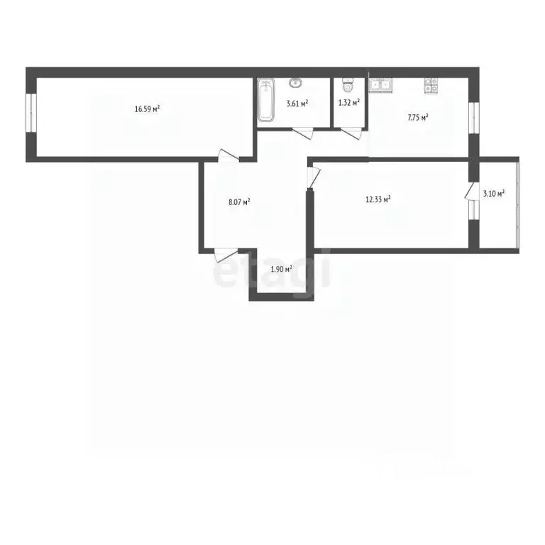 2-к кв. Тюменская область, Тюмень Солнечный проезд, 22 (54.0 м) - Фото 2