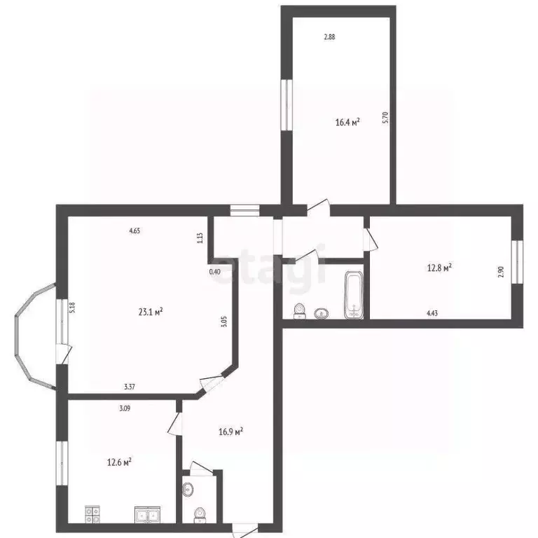 3-к кв. Ярославская область, Ярославль Красноборская ул., 34 (91.0 м) - Фото 1