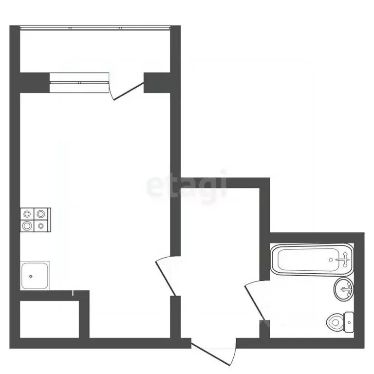 Студия Ростовская область, Ростов-на-Дону пер. Андреева, 17А (25.1 м) - Фото 2